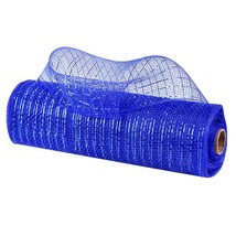 Cobalt Blue Mesh Ribbon For Wreaths 10 Inch Metallic Royal Blue Mesh Rib... - £15.65 GBP