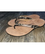 Vionic Black Snakeskin 9 Sandals Thong Flip Flops Slip On Orthopedic Recommended - $37.62