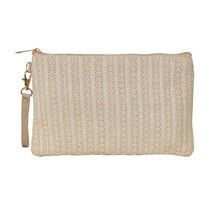 Straw Wristlets Clutch Cream - $301.58 MXN