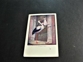 A Night Call -Stork &amp; Baby -Ben Franklin One Cent -1908 Comic Postcard. RARE.  - £10.09 GBP