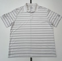 Nike Golf Shirt Mens Size XL White Black Striped Polo Dri Fit Short Sleeve - $23.18