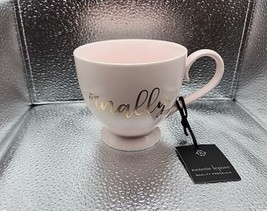 NWT Nanette Lepore Pink Matte &quot;Finally&quot; Footed Coffee Mug Quality Porcelain - £13.54 GBP
