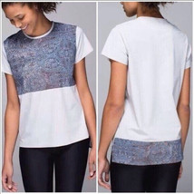 Womens Lululemon Snapshot Tee Top Bra 8 NWT New Bead Blue Light Gray Loose Wick - £129.48 GBP