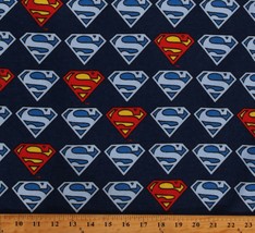 Flannel Superman Shield Logos Blue Superhero Comics Fabric Print By Yard D278.37 - £27.07 GBP