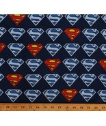 Flannel Superman Shield Logos Blue Superhero Comics Fabric Print By Yard... - £26.73 GBP