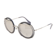 Miu Miu Reveal Glitter 06S Silver Grey Crystal Pave Mirrored Sunglasses MU06SS - £157.81 GBP