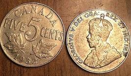 1932 Canada 5 Cents Coin - Condition G Or Better - £1.27 GBP