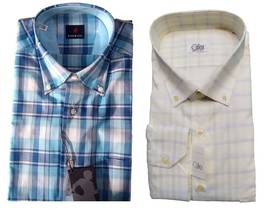 Men&#39;s Shirts Pure Cotton Button Down Check Light Fresh Pocket Ultimi Pieces - £37.19 GBP+