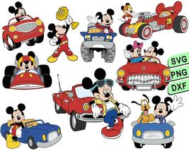 Mickey Car Race Svg, Mickey Mouse Driving To Car For Party - £2.19 GBP