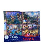 Thomas Kinkade Studios Set of 4 500 Piece Disney Ceaco Puzzle Set 2000 pc - £19.95 GBP