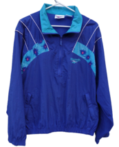 Vtg 90s Reebok Purple 1/2 Zip Windbreaker Pullover Jacket Nylon Sz L Pockets - £13.28 GBP