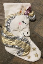 Cracker Barrel Sequin Sparkle Unicorn Christmas Stocking NEW - $9.90