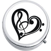 Heart Music Clefs Medicine Vitamin Compact Pill Box - $9.78