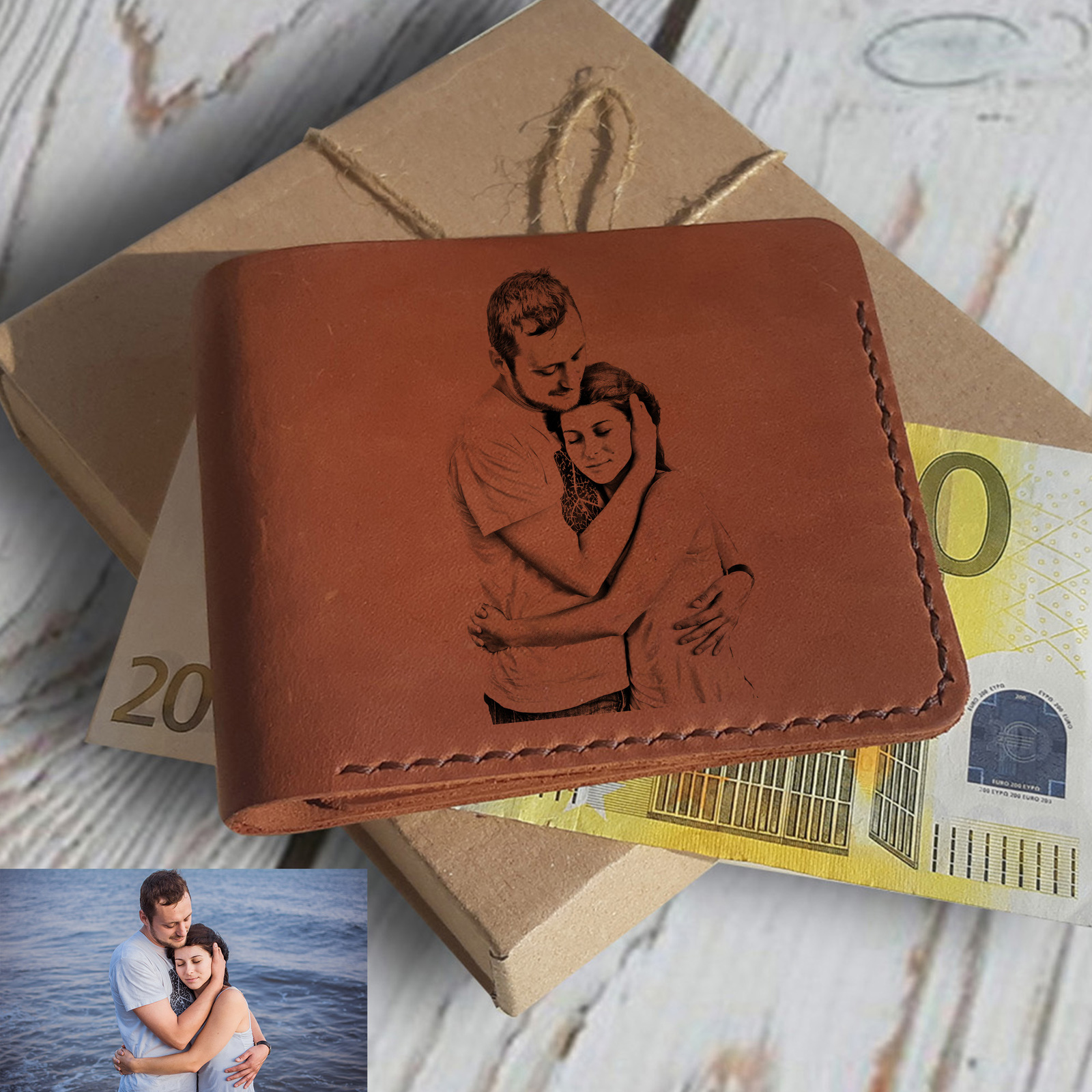 Primary image for Anniversary Gift for Him Personalized Leather Wallet Custom Handmade Wallet