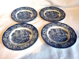 4 Vintage Liberty Blue Bread and Butter Plates 5 7/8&quot; Diameter Monticello - £12.51 GBP