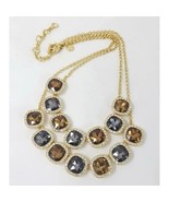 Talbots Gold Tone Double Strand Gray Amber Faceted Crystal Rhinestone Ne... - $46.68 CAD