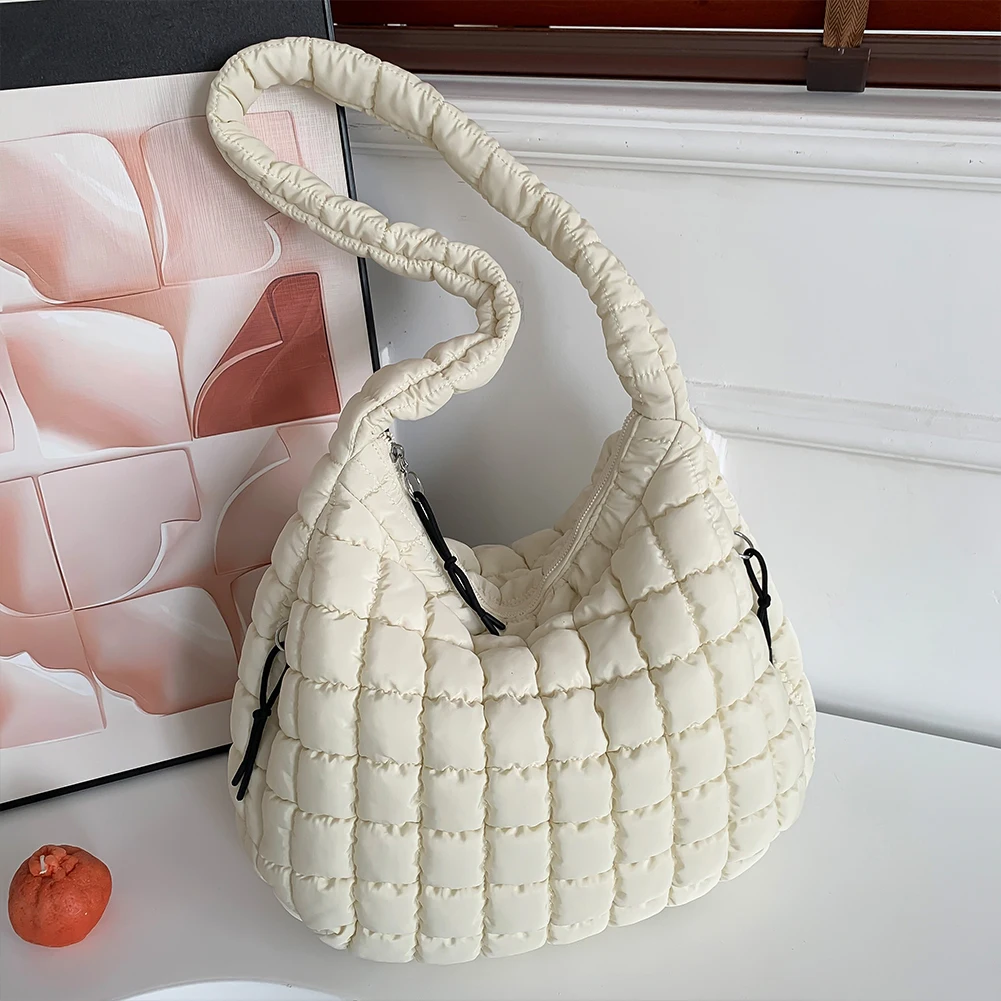  quilted shoulder bag for women large capacity puffy bubble tote bag lightweight padded thumb200