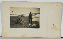 Hanley Sask. Canada Young Men Rifles Wash Basin by Water c1907 RPPC Postcard K15 - £15.68 GBP