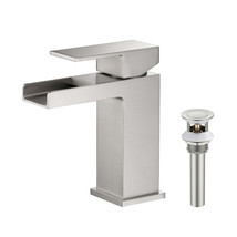 COMBO: Waterfall Single Lavatory Faucet KBF1004BN + Pop-up Drain/Waste K... - £136.38 GBP