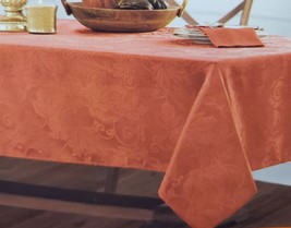 Fabric Tablecloth 52&quot;x70&quot; Oblong, Damask Leaves On Burgundy,Harvest At Home,Elh - $22.76