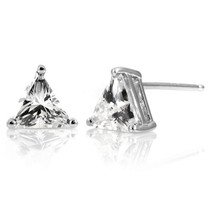 2ct Trillion Cut Simulated Diamond Stud Earrings 14K Solid White Gold - £46.89 GBP