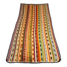 Hippie Chic Striped Crochet Afghan Throw Vintage Boho Afghan Throw Blank... - $37.05