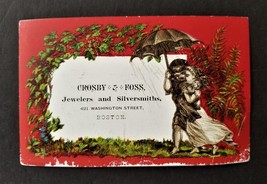 1880 Antique Crosby &amp; Foss Boston Ma Jewelry Silversmith Trade Card Ad - £22.85 GBP