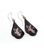 Vintage Sterling Silber Siam Niello Geätzte Tropfen Ohrringe Beidseitig - $2,794.90 MXN