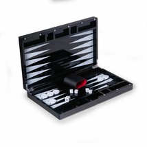 Bey Berk Acrylic 14&quot; Backgammon Set Clear Black game pieces - $142.95