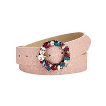 Steve Madden Imitation Pearl &amp; Rhinestone Metallic Belt Blush Multi, X-L... - $18.50