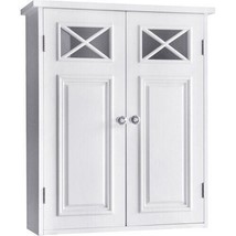 White Wooden Medicine Cabinet Organizer Storage Shelf Doors Bathroom Wall Mount - £219.81 GBP