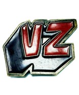 Vintage Von Zipper Belt  Buckle VZ 3D Brass and Red Enamel EUC - £8.46 GBP