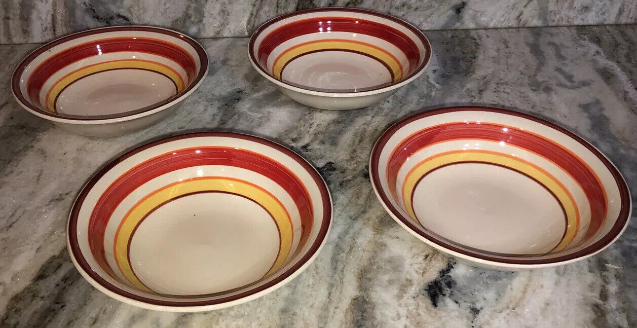Primary image for Royal Norfolk Soup Cereal Bowls-Set Of 4 Red/Yellow Swirl(Brand New)SHIPS N 24HR