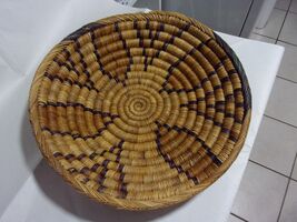 Vintage Native American Hopi Indian Wicker  Basket 15&quot; diameter 4&quot; deep - $148.50