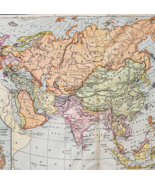 1898 Map Eurasia Europe Asia Victorian Southeast Asia Philippines Print ... - $732.24 MXN