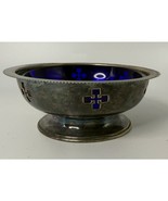 927 Signed Silver bowl with colbalt blue insert - $39.60