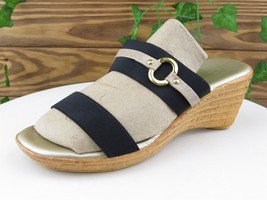 Italian Shoemakers Size 7.5 M Women Sandal Slide Black Fabric - £15.65 GBP