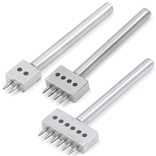 Bluemoona 3 pcs - 2 4 6 Hole Row Leather Craft Round Punch Cutter Puncher 5mm Sp