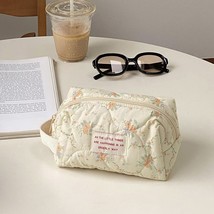 Korean Quilted Makeup Bag Organizer  Cosmetic Pouch Cotton Fabric Portable Toile - £49.14 GBP