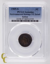 1909-S 1C Indianer Cent Ausgewählten Von PCGS As VG Einzelheiten Umwelt Schaden - £416.47 GBP