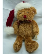 Dan Dee SOFT BROWN TEDDY BEAR IN SANTA HAT 10&quot; Plush STUFFED ANIMAL Toy - $291.64 MXN