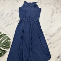Fresh Produce Womens Maxi Dress Size L Blue Asymmetrical Hem Sleeveless ... - $27.71