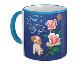 Just a Woman Who Loves Beagles : Gift Mug Animal Dog Flower Floral Vintage Beagl - £12.53 GBP