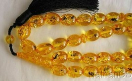 Prayer Beads Gebetskette *Oval* Amber Colored Resin With Insects in each... - £105.60 GBP