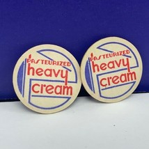 Dairy milk bottle cap farm vtg advertising lot pair pasteurized heavy cream us 2 - £6.19 GBP