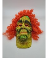 Vintage Fun World Green Scary Monster Halloween Rubber Mask Orange hair ... - $29.95