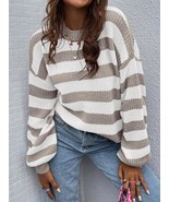 Trendy Tron Striped Pattern Drop Shoulder Sweater - $596.47 MXN