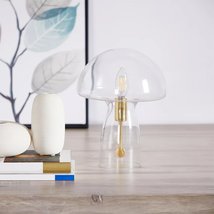 Urban Shop Novelty Glass Mushroom Lamp, Clear, 12&quot; H, Plug-In - £37.49 GBP