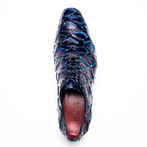 Marco Di Milano Genuine Pirarucu Exotic Lace-Up Shoes Olivieri Royal Blue image 6