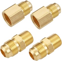 Litorange 4 Pcs 3/8 Inch Flexible Flex Gas Line Hose Brass Connector Kit, - £31.36 GBP